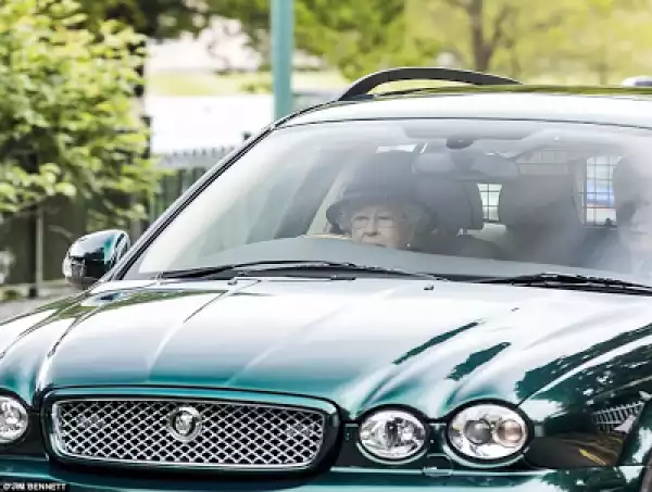 91-Year-Old Queen Elizabeth II Pictured Driving Jaguar After Church Services (Photos)